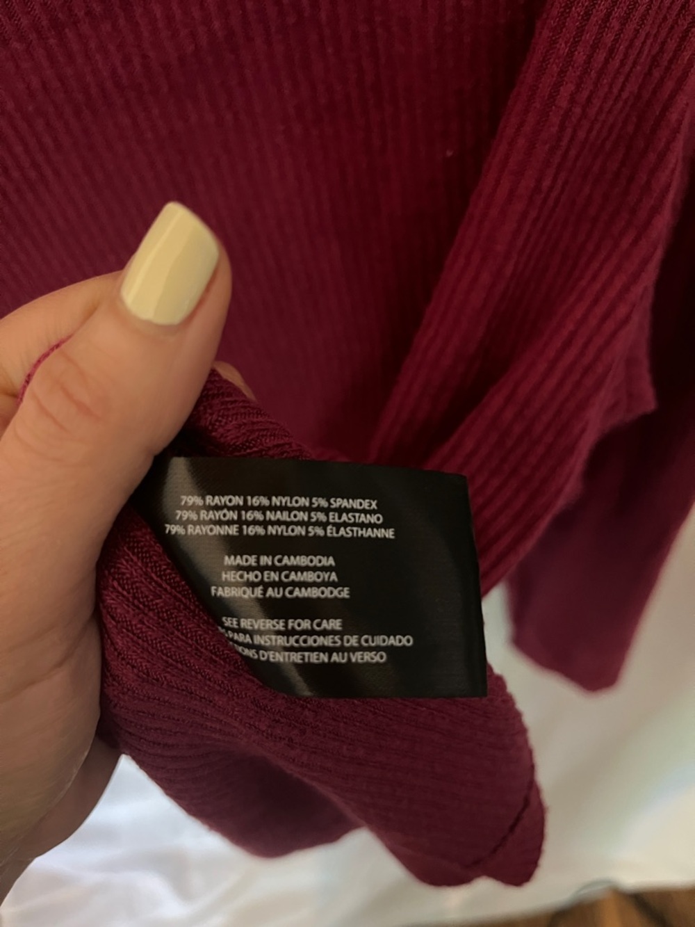 Banana Republic Ribbed Long Sleeve Top - Boatneck Deep Berry - Picture 3 of 4